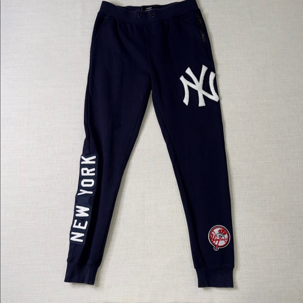 New York Yankees Navy Jogger Sweatpants MLB Logo Athleisure